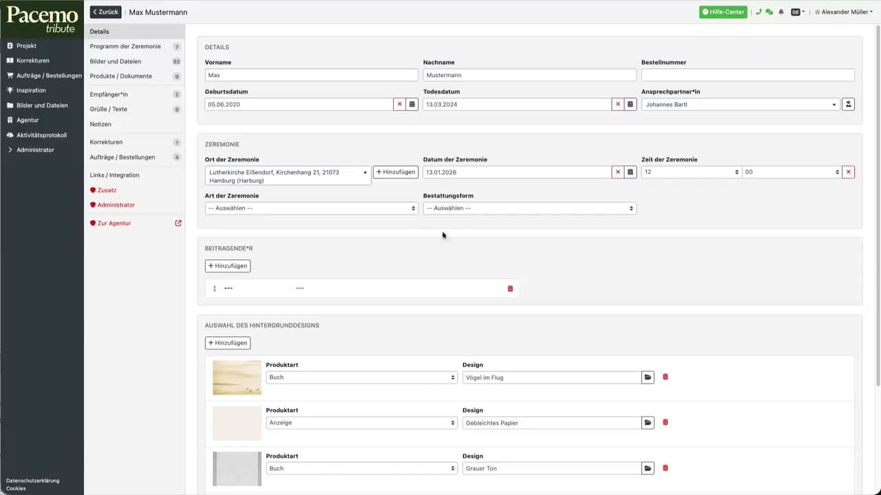 Pacemo Tribute – Professionelles Trauerdruckdesign ab Tag 1
